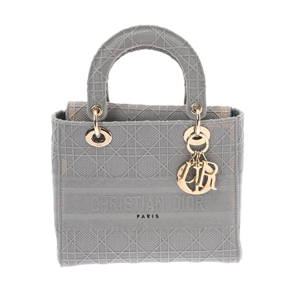 CHRISTIAN DIOR LADY LITE Gray Cannage Embroidery